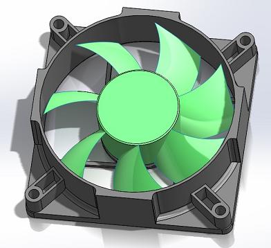 电脑主机CPU风扇简易模型3D图纸 Solidworks设计