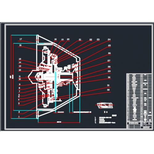 推式膜片弹簧离合器装配图CAD图纸